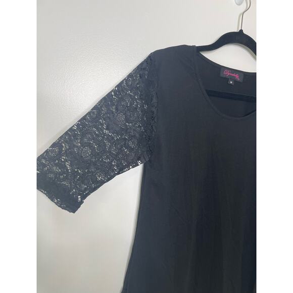 Dynabelly Round Neck Black Lace Sleeve Maternity Top Blouse Black Womens M NWT - Picture 4 of 13